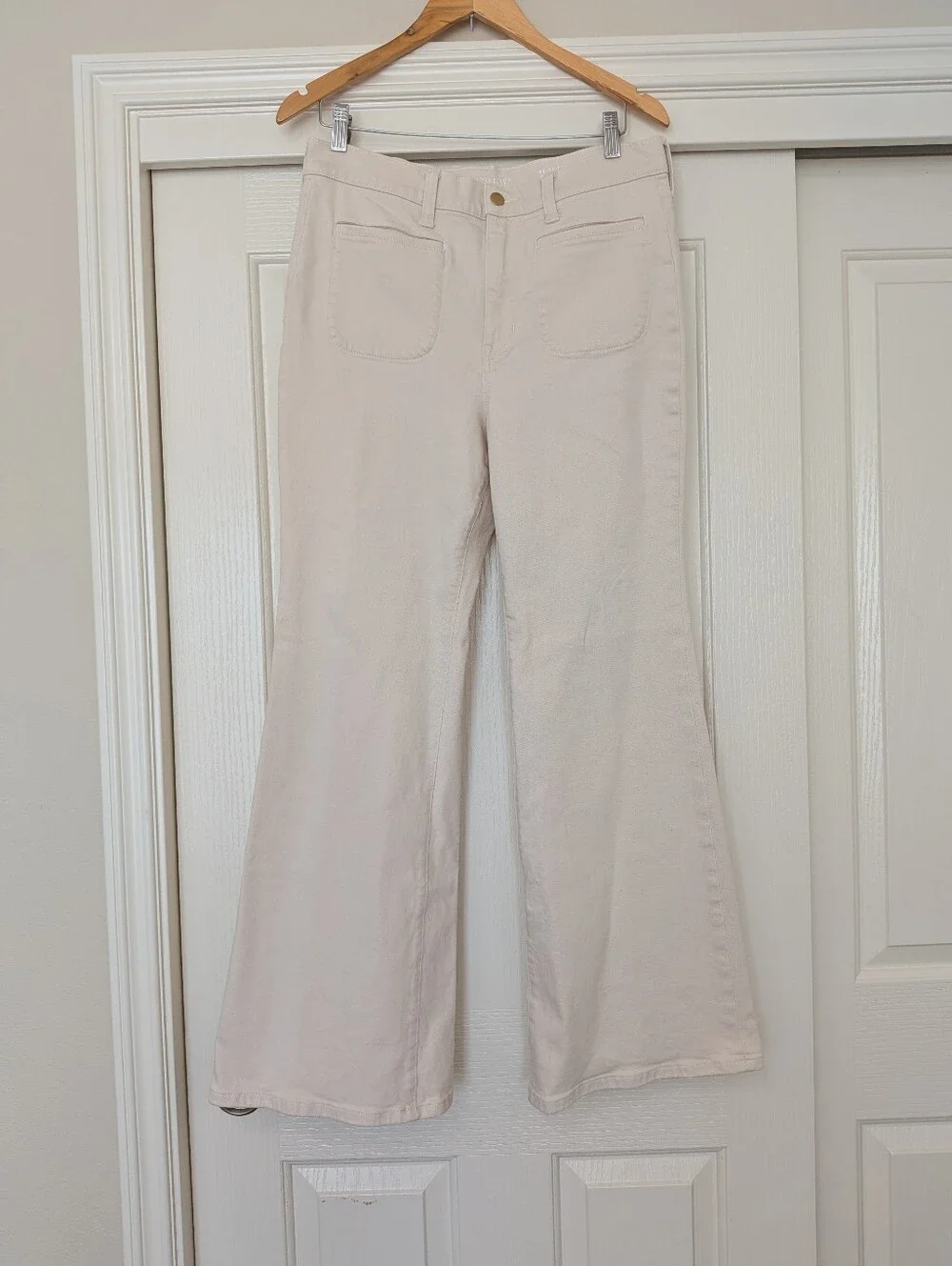 J. CREW Vintage Flare Jean Ecru Wash Ivory Full Length High Rise Sailor Size 30